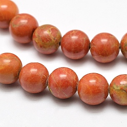 Orange Natural Howlite Beads, Dyed, Round, Orange, 8mm, Hole: 1mm, about 47pcs/strand, 15.5 inch