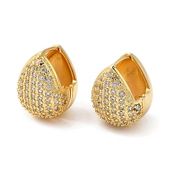 Настоящее золото 18K Серьги-кольца из латуни с покрытием из реечного камня и фианитами, без свинца и без кадмия, долговечный, реальный 18 k позолоченный, 17.5x13.5x14 мм