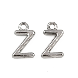 Letter Z 304 прелести нержавеющей стали, полированный, цвет нержавеющей стали, Письмо Z, 8x5.5x2 мм, отверстие : 1.2 мм