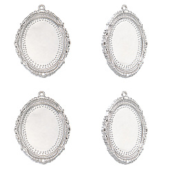 Oval 4шт. латунные подвески-кабошоны, платина, овальные, 32x24 мм