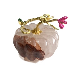Ferruginous Quartz Natural Ferruginous Quartz Carved Healing Pumpkin Figurines, Reiki Energy Stone Display Decorations, 60x55mm