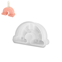 White Rainbow DIY Silicone Candle Holder Molds, Resin Plaster Cement Casting Molds, White, 9x14x5cm, Inner Diameter: 2cm
