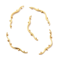 Real 18K Gold Plated Rack Plating Brass Clear Cubic Zirconia Connector Charms, Cadmium Free & Lead Free & Nickle Free, Real 18K Gold Plated, 10x40x2mm, Hole: 0.9mm