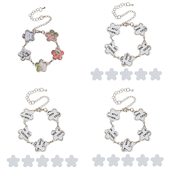 Цветок 4 наборы для изготовления браслетов из сплава методом сублимации, с алюминиевыми кабошонами, цветок, 210 мм