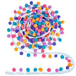 Colorful 6 Yards Gradient Color Polyester Pom Pom Ball Tassel Ribbons, for Party Decoration, Colorful, 3/4 inch(20mm)