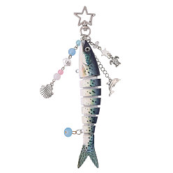 Серый 1Подвеска в виде рыбки из полимерной смолы, с металлическими поворотными застежками в форме звезды, для украшения сумки, серые, 177 мм