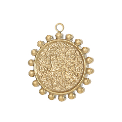 Настоящее золото 14K 304 подвески из нержавеющей стали, плоские круглые прелести, ионное покрытие (ip), реальный 14 k позолоченный, 20x18 мм, отверстие : 1 мм