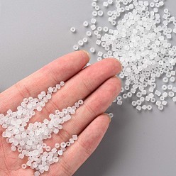White Glass Seed Beads, Frosted Colors, Round, White, 3mm