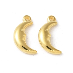 Настоящее золото 18K 304 подвески из нержавеющей стали, ионное покрытие (ip), луна, реальный 18 k позолоченный, 16x8x4 мм, отверстие : 1.4 мм