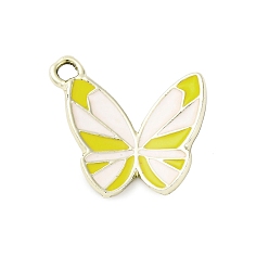 Желтый Подвески из эмали и сплава, бабочки прелести, желтые, 18.5x20x1.5 мм, отверстие : 2 мм