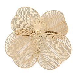 Настоящее золото 18K Шапочки и конусы для бусин, латунные, клевер, реальный 18 k позолоченный, 44x47x1.5 мм, отверстие : 0.8 мм