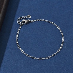 Нержавеющая Сталь Цвет 304 браслеты из нержавеющей стали со скрепками для женщин, цвет нержавеющей стали, 6.81 дюйм (17.3 см)