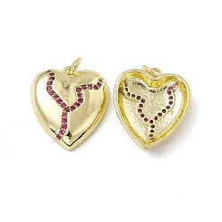 Настоящее золото 18K Латунный кубический цирконий, с целью перехода в кольце, без кадмия, без никеля и без свинца, разбитое сердце, реальный 18 k позолоченный, 20.5x17.5x4.5 мм, отверстие : 3 мм, Кольцо: 5x1 mm