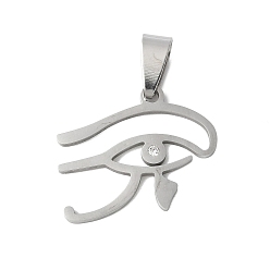 Нержавеющая Сталь Цвет 201 подвески из нержавеющей стали, со стразами, глаз очарования, цвет нержавеющей стали, 19.5x24x1.5 мм, отверстие : 9x4 мм