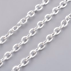 Silver Iron Cable Chains, Unwelded, with Spool, Oval, Lead Free, Silver Color Plated, 5x3x1mm, about 328.08 Feet(100m)/roll