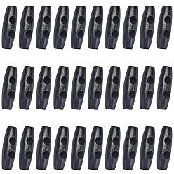Negro 30botones de madera natural, botones de palanca de bocina, 2 agujero, para coser accesorios, negro, 30x10 mm, agujero: 5 mm