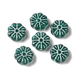 Темный Голубой Прозрачные бусины лэмпворк, цветок, темные голубые, 15x6 мм, отверстие : 1 мм, Около 48~58 шт / 100 г