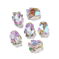 Фиолетовый Гальванические стеклянные бусины, граненые, с половиным покрытием цвета радуги, пингвин, фиолетовые, 8x6.5x4.5 мм, отверстие : 1 мм