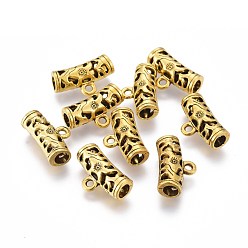 Antique Golden Tibetan Style Alloy Tube Bails, Loop Bails, Bail Beads, Hollow, Column, Antique Golden, 12.5x21.5x2mm, Hole: 2mm, Inner Diameter: 4mm