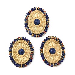 Ляпис-Лазурь 304 подвески из нержавеющей стали, со стеклом, реальный 18 k позолоченный, вакуумное покрытие pvd, овальные, 25x21x4.5 мм