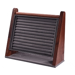 Черный Подставка для колец из орехового дерева, наклонная кольцевая коробка, подставка для хранения сережек, вертикальная стойка для ювелирных изделий, чёрные, 31x27x11.5 см