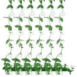 Белый Искусственный ротанг из роз, с пластиковым листом, для свадебного украшения дома, белые, 2240 мм, 6 шт / комплект