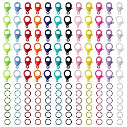 Mixed Color DIY Jewelry Making Finding Kits, Including Plastic Lobster Claw Clasps, Iron Jump Rings, Mixed Color, 240pcs/box