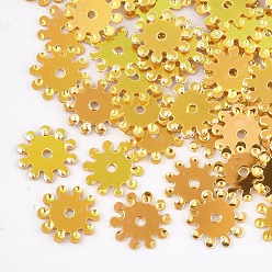 (932FM) Темно-синий аква-матовый с подкладкой Аксессуары для орнаментов, пластиковые пайетки / блестки из пвх, горячее колесо, темно-золотистые, 8~8.5x0.4 мм, Отверстие : 1 мм , около 20000 шт / 500 г