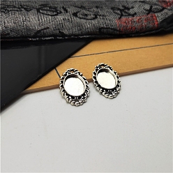 Plata Antigua Conector de aleación de cabujón, ojo del caballo, plata antigua, Bandeja: 14x10 mm, 25x16 mm