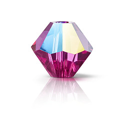 70350 201 Fuchsia Glitter Хрустальные бусины preciosa®, чешский хрусталь, биконус(451 69 302 рондель), 70350 201 фуксия блестки, 3 мм, отверстие : 0.8 мм