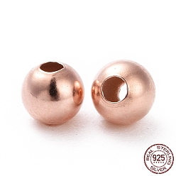 Real 14K Gold Plated 925 Sterling Silver Spacer Beads, Round, Real 14K Gold Plated, 4mm, Hole: 1.4~1.5mm