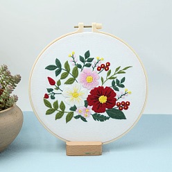 Разноцветный Стартовый набор для вышивки цветочным узором своими руками с инструкцией, пяльцы, шнур и игла, Простые поделки своими руками из тисненой ткани, красочный, 200 мм