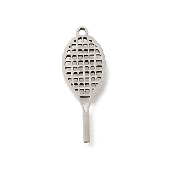 Нержавеющая Сталь Цвет 201 подвески из нержавеющей стали, лазерная резка, ракетка очарование, цвет нержавеющей стали, 25.5x9.5x1 мм, отверстие : 1.4 мм