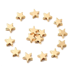 Real 18K Gold Plated SHEGRACE Brass Beads, Star, Cadmium Free & Nickel Free & Lead Free, Long-Lasting Plated, Real 18K Gold Plated, 8x8.5x3.5mm, Hole: 1~1.4mm