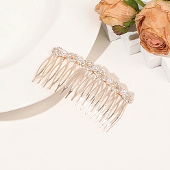 Light Gold Сплав расчески для волос, с имитацией пластикового жемчуга и стразами, золотой свет, 80~120x40~50 мм