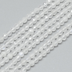 Rainbow Moonstone Бусины из натурального радужного лунного камня, граненые, круглые, 2x2 мм, отверстие : 0.5 мм, около 188 шт / нитка, 15.9 дюйм