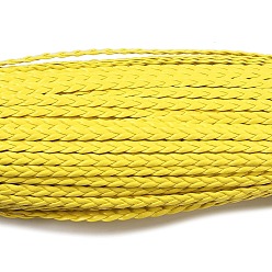 Желтый 3-многослойный плетеный шнур из искусственной кожи, плоский, желтые, 5x1.5 мм, около 107.17 ярдов (98 м) / пачка