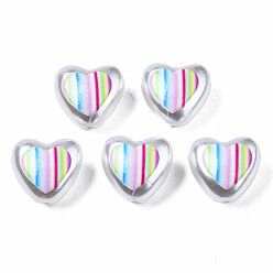Coloré 3d perles d'imitation en plastique ABS imprimées, cœur, colorées, 11x12x7mm, Trou: 1mm