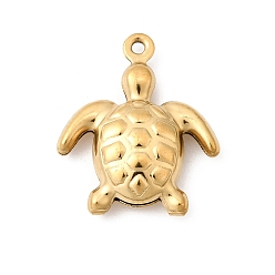 Tortoise Подвески из нержавеющей стали 304, реальный 18 k позолоченный, ионное покрытие (ip), долговечный, черепаховый шарм, 17x15x4.5 мм, отверстие : 1 мм