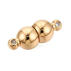 Настоящее золото 18K Магнитные застежки, нержавеющая сталь 304, два круга, ионное покрытие (ip), реальный 18 k позолоченный, 16x6.3 мм, отверстие : 1.2 мм