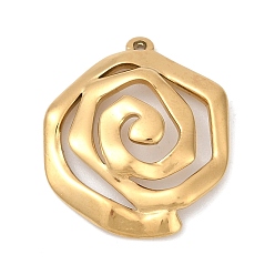 Настоящее золото 18K 304 подвески из нержавеющей стали, ионное покрытие (ip), вихревое очарование, реальный 18 k позолоченный, 25.5x22x4 мм, отверстие : 1.4 мм