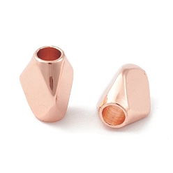 Rose Gold Rack Plating Brass Beads, Cadmium Free & Lead Free, Long-Lasting Plated, Rhombus, Rose Gold, 6x4mm, Hole: 2mm