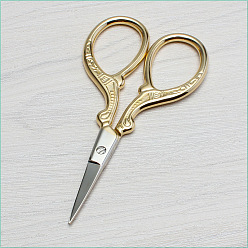 Золотой & Цвет Нержавеющей Стали Ножницы из нержавеющей стали, с ручкой из цинкового сплава, ножницы для шитья орхидей, золотые и нержавеющая сталь цвет, 92x48 мм