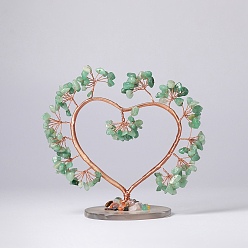 Зеленый Авантюрин Натуральные зеленые чипсы из авантюрина, елочные украшения в форме сердца, Медная проволока, энергетический камень по фен-шуй, подарок для украшения домашнего рабочего стола, 150~155x80~85x135~140 мм
