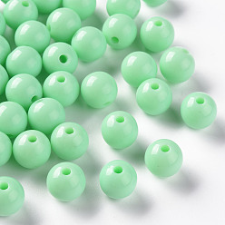 Aquamarine Opaque Acrylic Beads, Round, Aquamarine, 10x9mm, Hole: 2mm, about 940pcs/500g