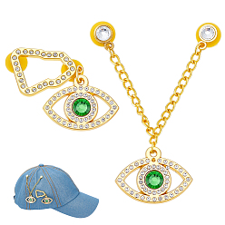 Зеленый лайм Цепочка со стразами из сплава глаз, булавки для броши, с железом и стеклом, зеленый лайм, 91 мм