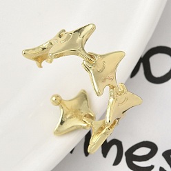 Настоящее золото 18K Латунь манжеты кольца, рыба, долговечный, стойки покрытие, без свинца и без кадмия, реальный 18 k позолоченный, 11.5 мм