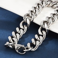 Нержавеющая Сталь Цвет 304 браслеты-цепочки с кубинскими звеньями из нержавеющей стали для женщин и мужчин, цвет нержавеющей стали, 8-7/8 дюйм (22.5 см)