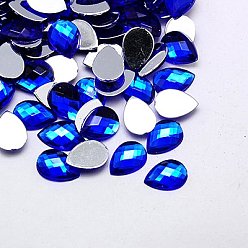Средно-синий Акриловые стразы - кабошоны , плоский зад, Грановитая Teardrop, светло-синий, 25x18x5 мм , около 200 шт / мешок