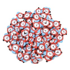 Красный Ручной полимерной глины кабошонов, часы, красные, 5~6.5x5~6.8x0.5~0.8 мм, Около 25000 шт / 500 г